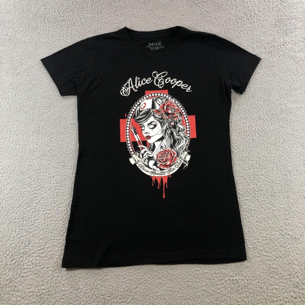 Alice Cooper Shirt Womens Large Black Nurse Rozetta Fan Club Rock Band Tee 2021